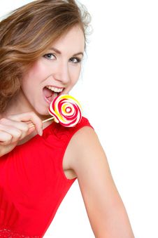 Beautiful Young Woman With Big Lollipop Royalty Free Stock Images Beautiful Young Woman With Big Lollipop Royalty Free Stock Images