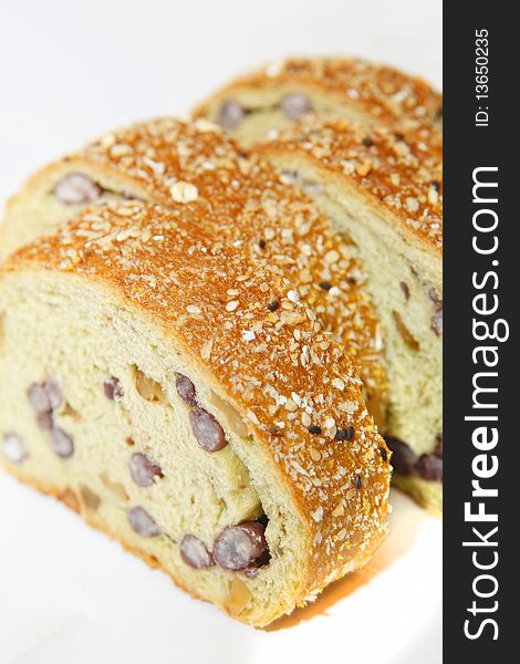 Bread with red bean inside.