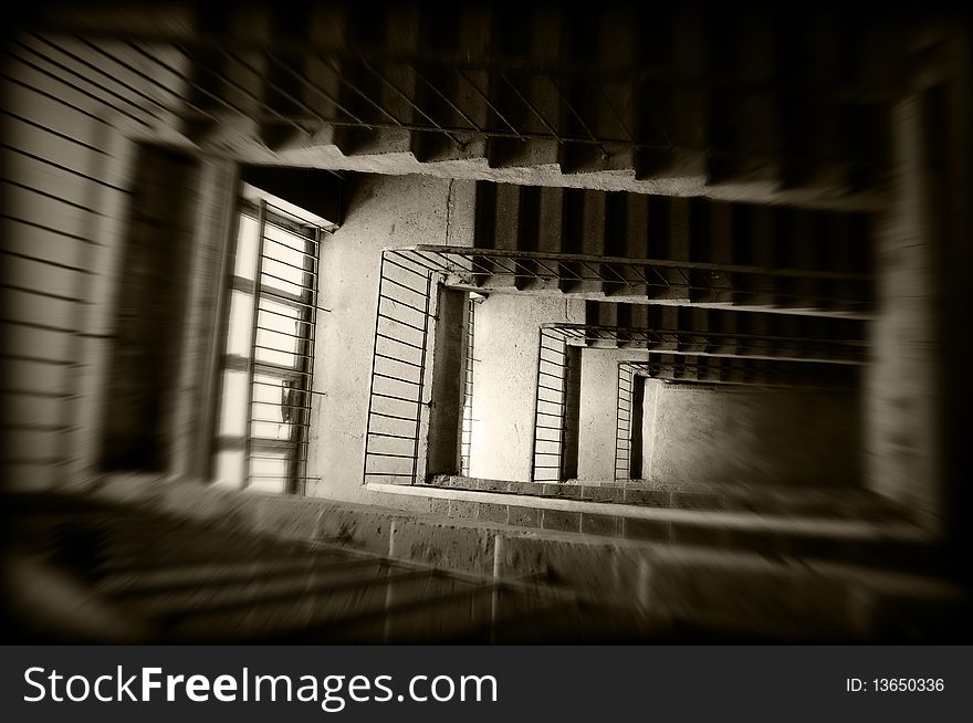 Stairs and floors interior of building house