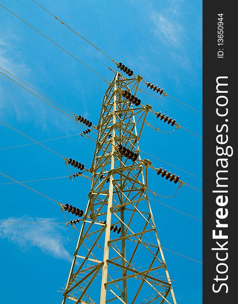 Electrical tower on a background of the clear blue sky. Electrical tower on a background of the clear blue sky.