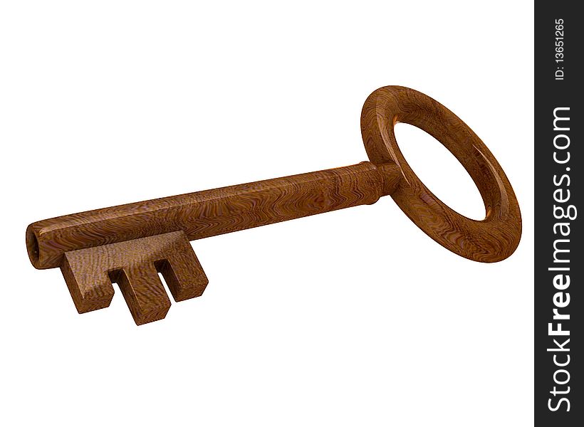 Key in wood (3d made). Key in wood (3d made)