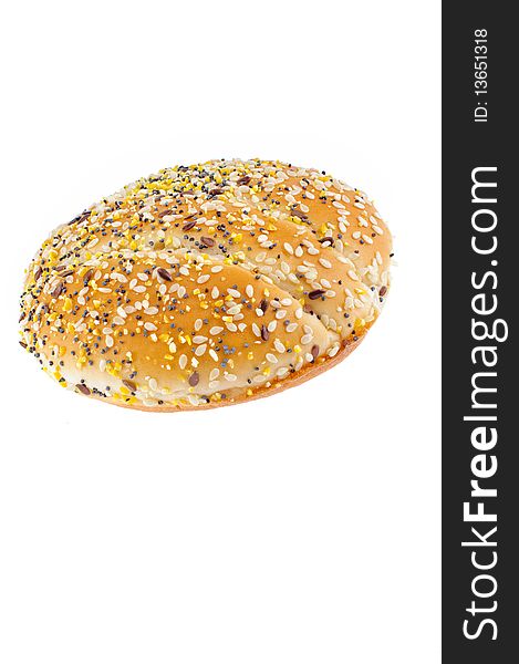 Appetizing bun with sesame isolated on white. Appetizing bun with sesame isolated on white