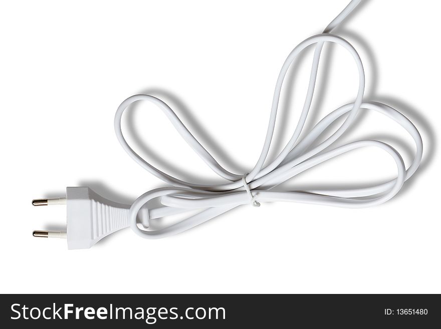 Modern gray electric plug and cable isolated on white background with clipping path