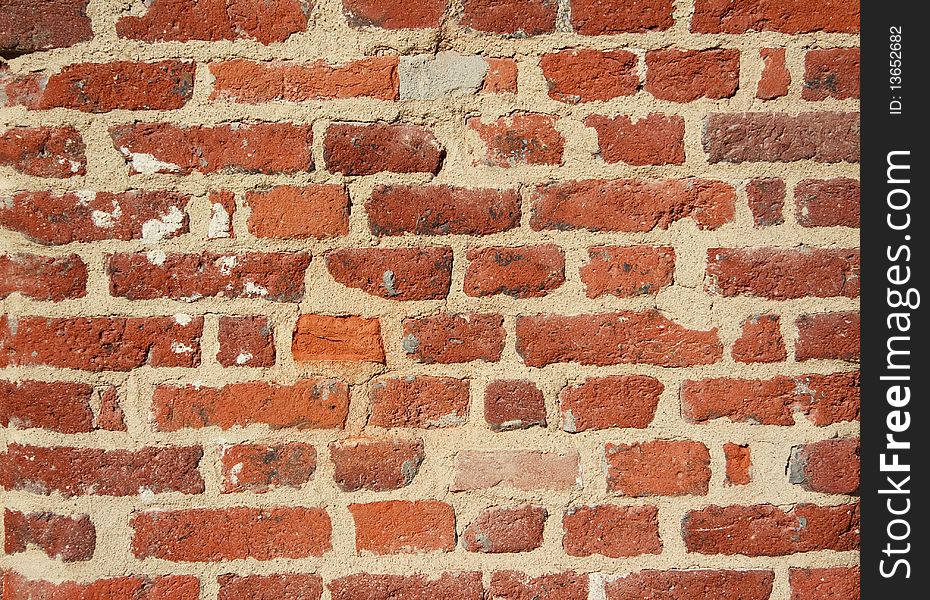 Abstract background with old brick wall in orizontal orientation.