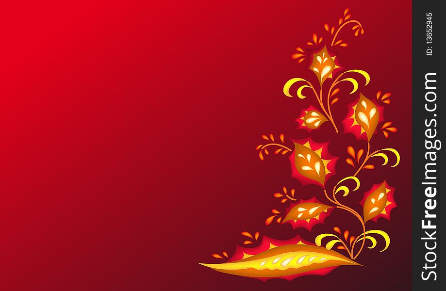 Background: The heated fiery flowers on a scarlet hot background