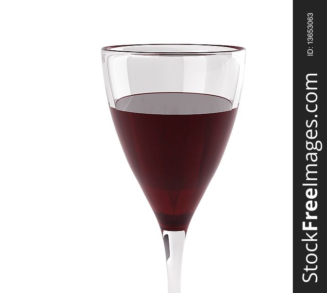 3d render of glass with wine on white