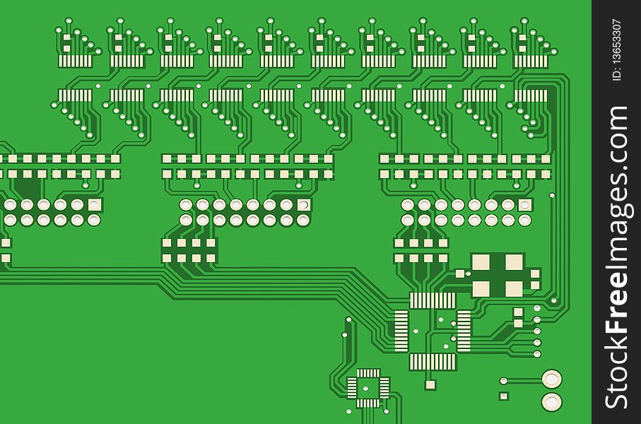 PCB, the printed-circuit-board (3D).