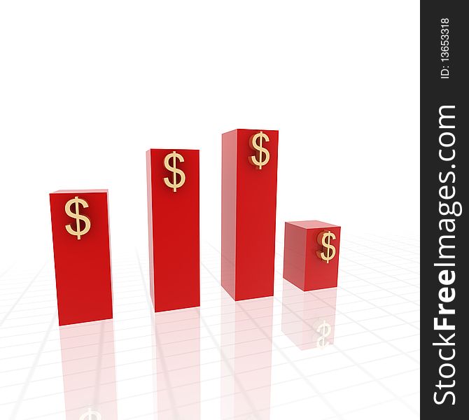 3d growing business chart stock