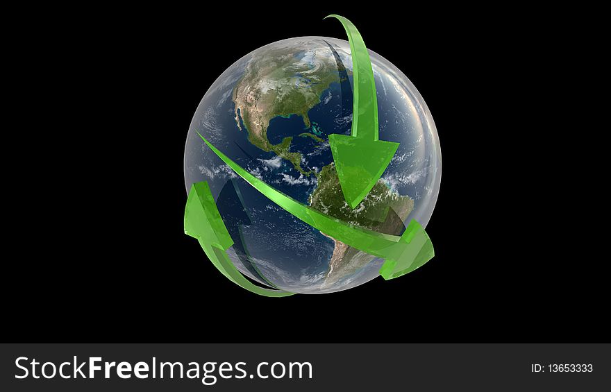 Earth with Orbiting Arrows