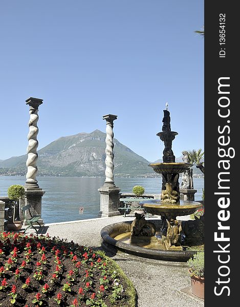 In the tranquil grounds of Villa Monastero on Lake Como spiral columns frame the view
