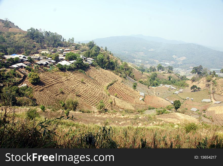 Country village on mountain side. Country village on mountain side