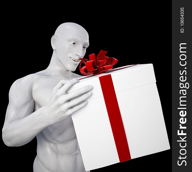 Man with surprise in his hands a gift. with clipping path. Man with surprise in his hands a gift. with clipping path.