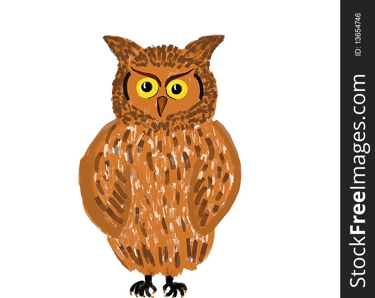 Illustration of old wise owl. Painting. I'm the author of illustration. Illustration of old wise owl. Painting. I'm the author of illustration