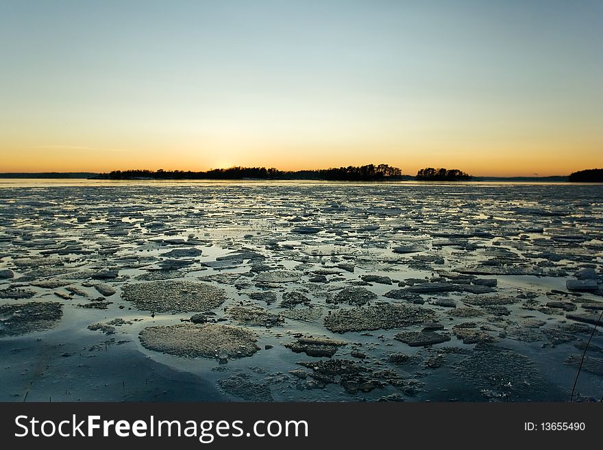 Seashore in winter, Finland, Icy water.