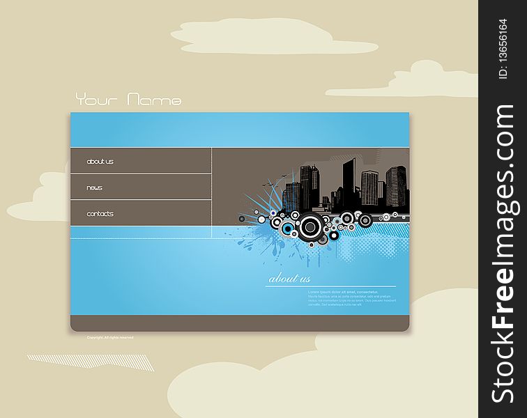 Blue background with city and place for your text.