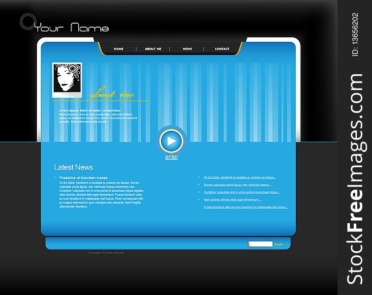 Website template with photo. Vector art