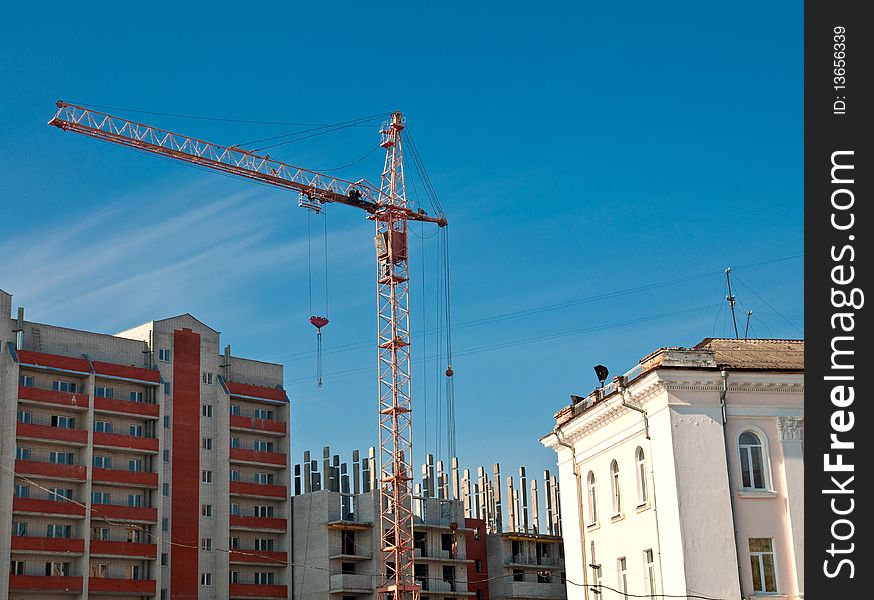 Highrise Construction Site on clear blue sky