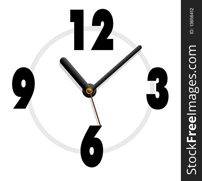 Isolated clock in white background. Path included. can change color and place on other image.
