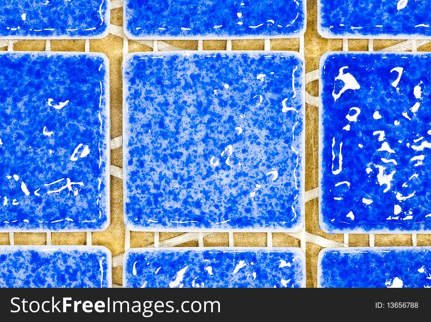 Closeup Of Blue Mosaic Tiles
