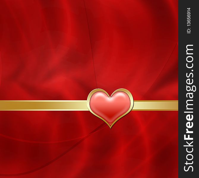 Red greeting background with heart. Red greeting background with heart