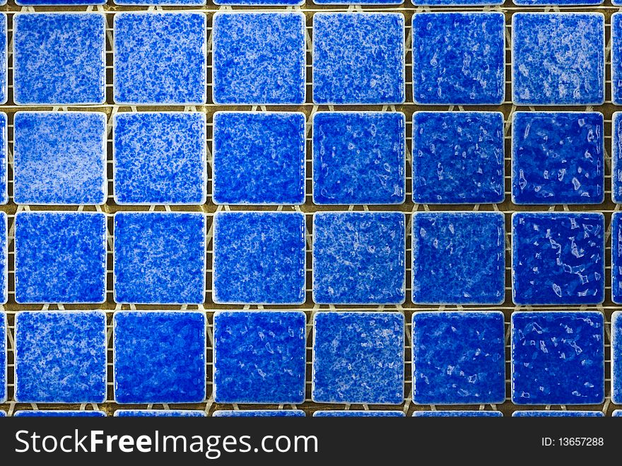Closeup Of Blue Mosaic Tiles
