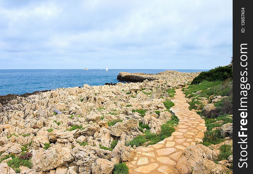 French Riviera Coast near Antibes city, France