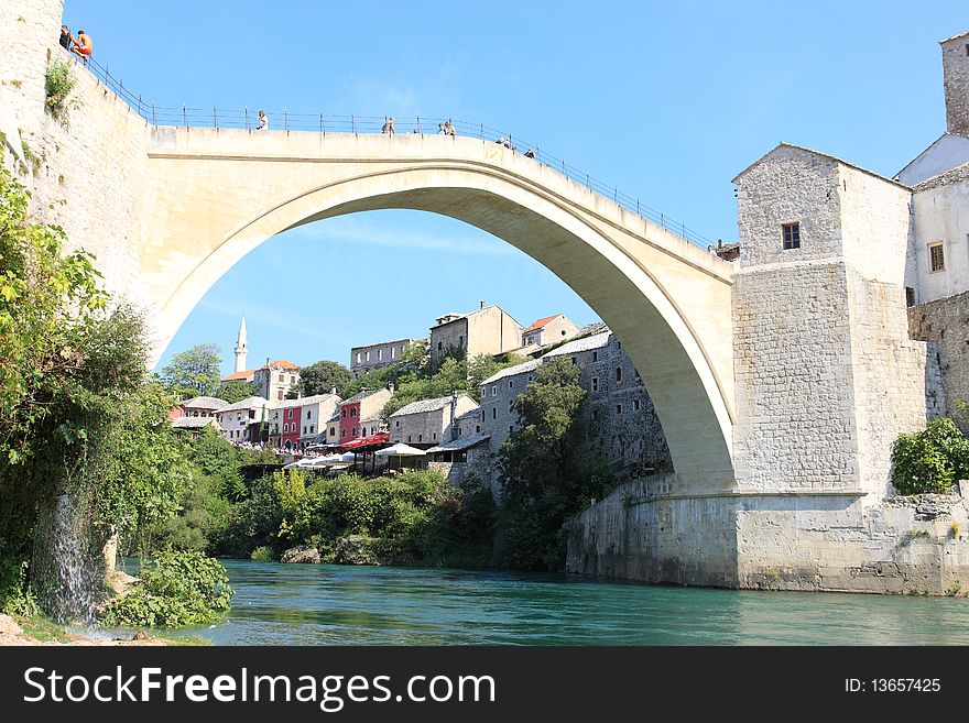Famous Mostar Bridge Stari Most in Bosnia (World Heritage List)