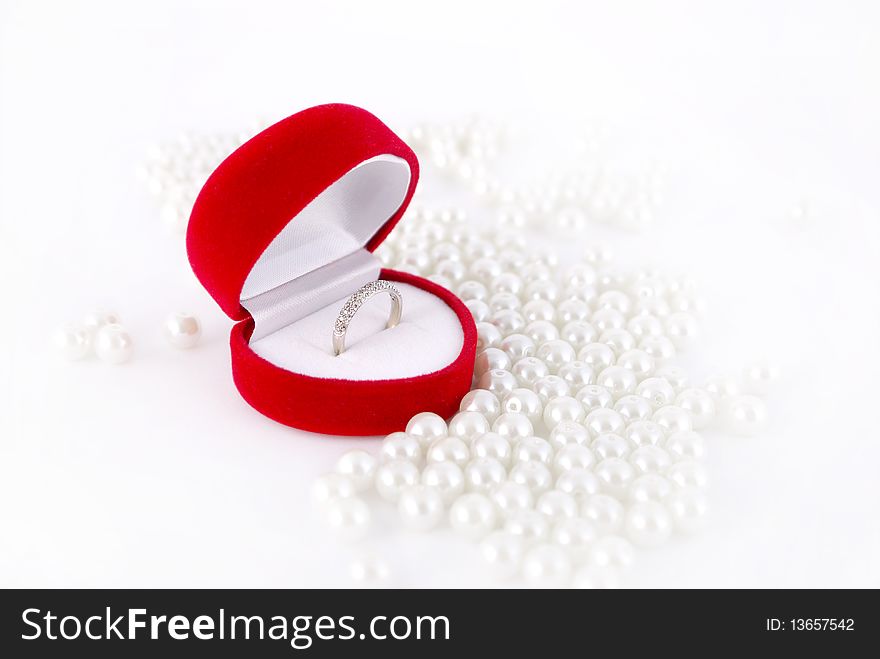 Engagement ring in a box-shaped heart