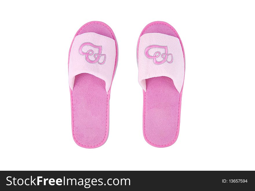 Pink slippers isolated on white