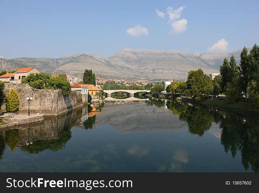 Trebinje Panorama with river and nice reflections
