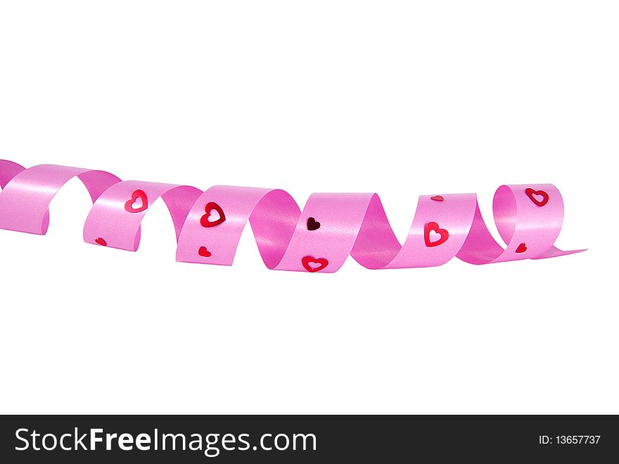 Pink decoration with red hearts. Pink decoration with red hearts