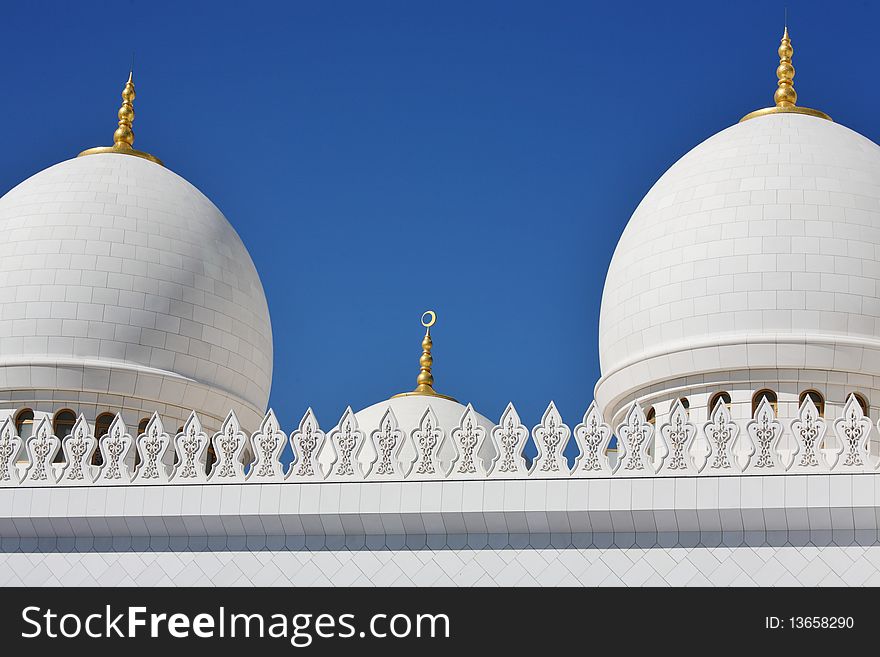 Domes and pillars Sheikh Zayed Mosque in Abu Dhabi