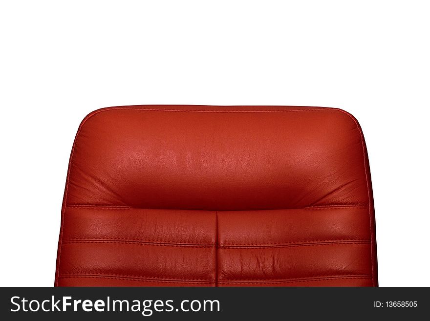 Back of red leather arm-chair on a white background. Back of red leather arm-chair on a white background