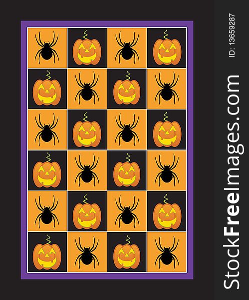 This is a  illustration of a Halloween decorative pattern including a pumpkin and spider. This is a  illustration of a Halloween decorative pattern including a pumpkin and spider.