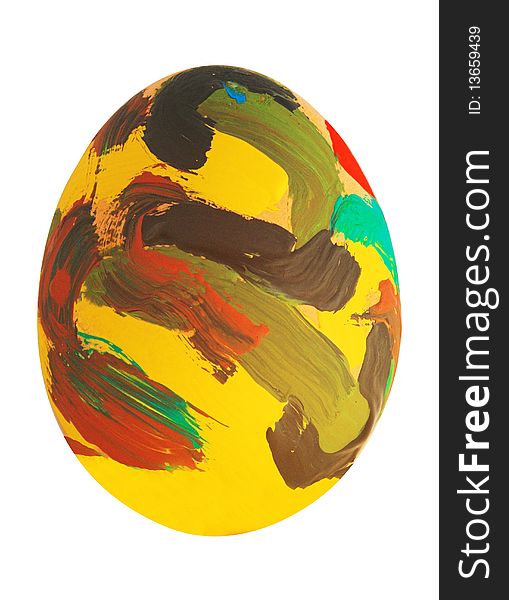 Painted colorful Easter eggs isolated on the white background