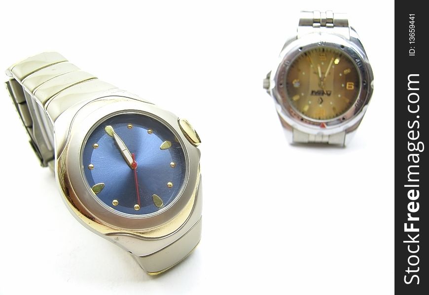 Wristwatches isolated on a white
