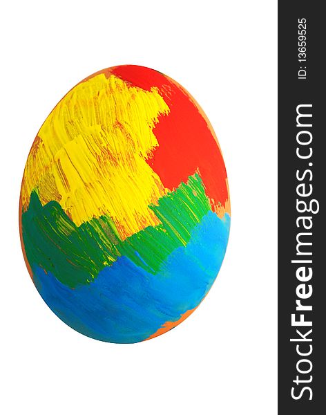 Painted colorful Easter eggs isolated on the white background