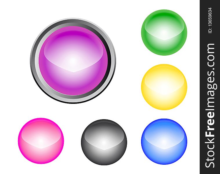 The metal glossy button, the vector image. The metal glossy button, the vector image.