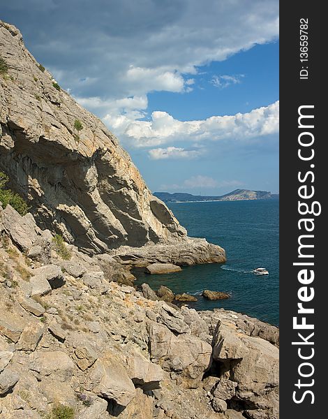 Crimea mountains and Black sea landscape, good sunny day. Crimea mountains and Black sea landscape, good sunny day