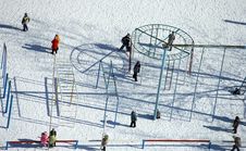 Children Playground On Winter Day Royalty Free Stock Photo Children Playground On Winter Day Royalty Free Stock Photo