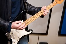 Guitar Player Doing A Solo Royalty Free Stock Photography Guitar Player Doing A Solo Royalty Free Stock Photography