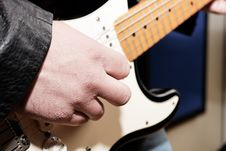 Guitar Player Close Up Stock Photo