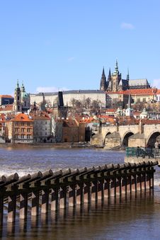 The View On Prague Castle With The Charles Bridge Stock Photos The View On Prague Castle With The Charles Bridge Stock Photos