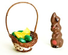 Chocolate Bunny And Easter Eggs Royalty Free Stock Image Chocolate Bunny And Easter Eggs Royalty Free Stock Image