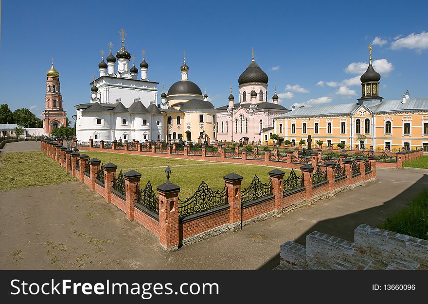 Temples and buildings inside the monastery, sunny day, Russia,. Temples and buildings inside the monastery, sunny day, Russia,