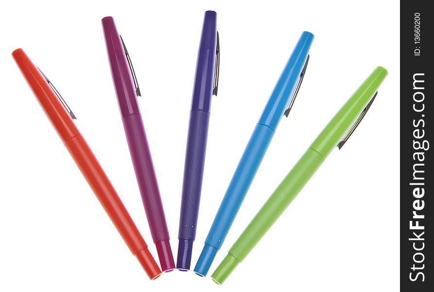 Vibrant Pens Isolated on White with a Clipping Path.