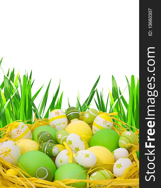 Easter Eggs On Green Grass