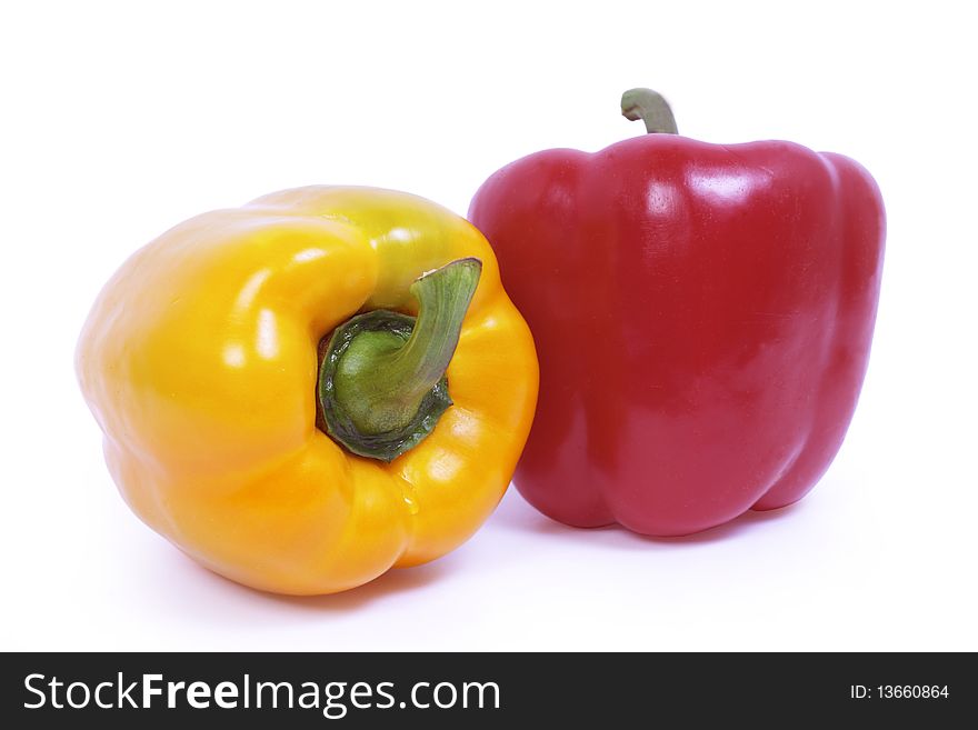 Picture of a fresh yellow pepper isolated on white