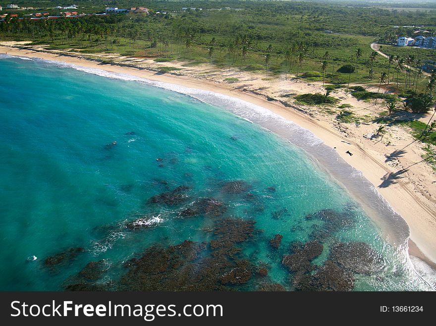 Caribbean Coastline From Helicopter View