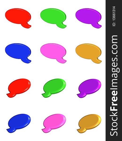 Set of bubbles 3d. different colors. white background. Set of bubbles 3d. different colors. white background